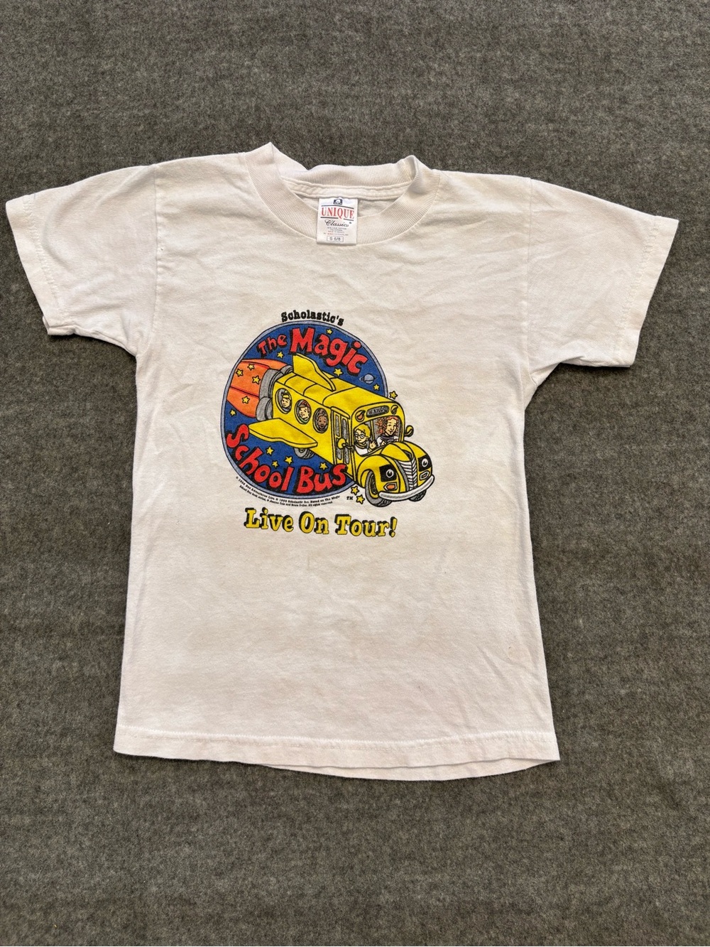 VTG 1998 kids The Magic School Bus Live On Tour white t-shirt size small 6/8